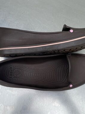Crocs Women’s Crocband Slip-On Flats with Pink Trim